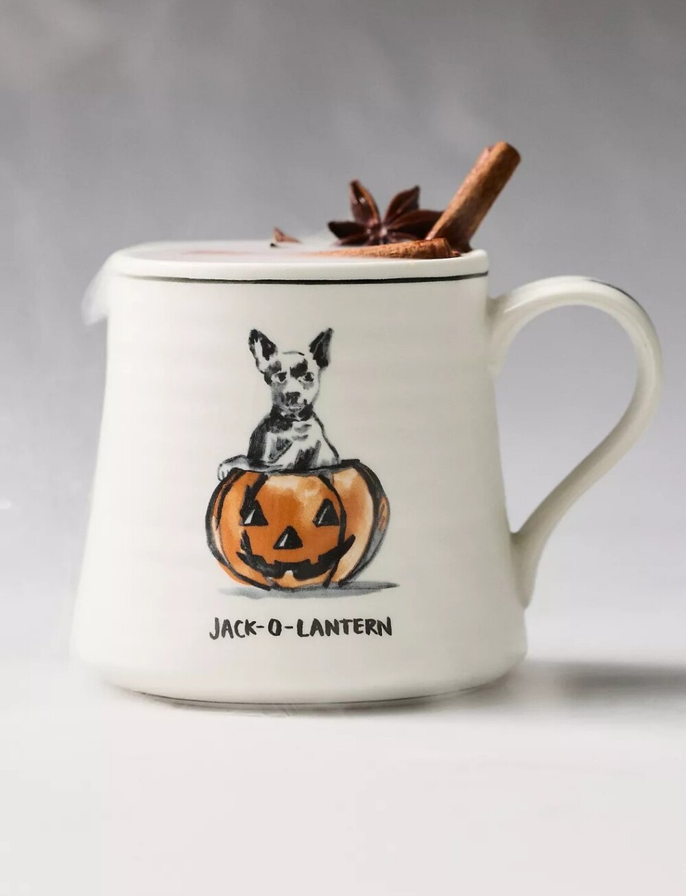 Anthropologie Molly Hatch Stoneware Halloween Dog Mug Jack-o-Lantern